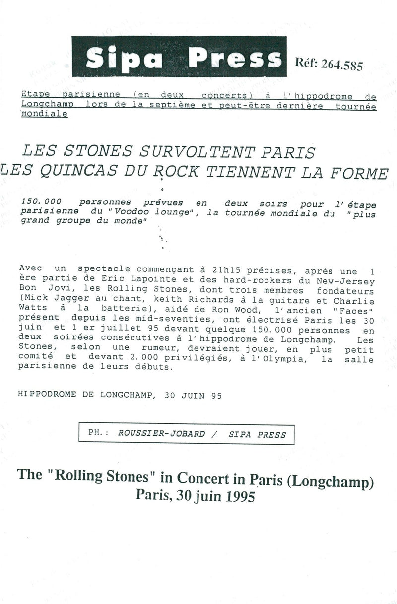 The Rolling Stones at the concert at Longchamp - Vintage Photograph