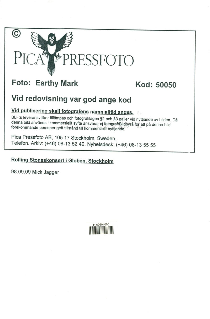 Mick Jagger during The Rolling Stones concert in Globen - Vintage Photograph