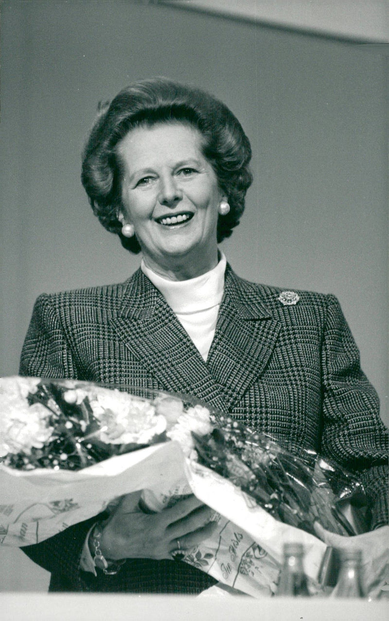 Margaret Thatcher receives a singing, standing ovation on her birthday - Vintage Photograph