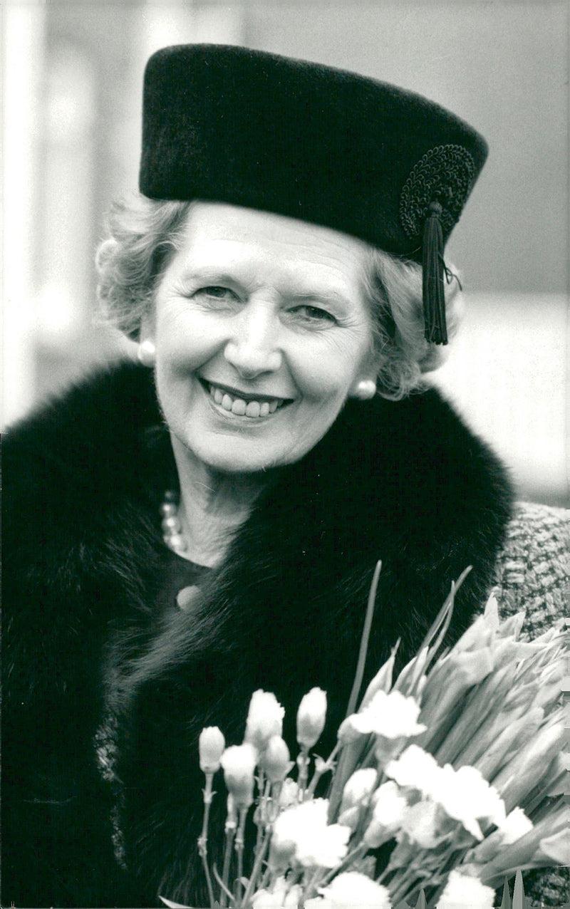 Margaret Thatcher with a bouquet - Vintage Photograph