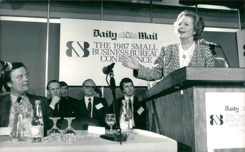 Margaret Thatcher is speaking at the 1987 Small Business Bureau Conference - Vintage Photograph