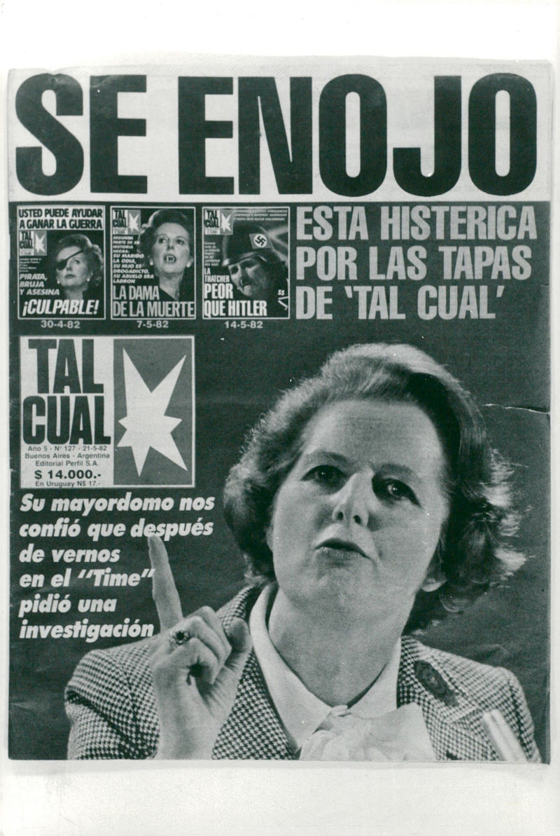 Margaret Thatcher on the cover of The Buenos Aires magazine Tal Cual - Vintage Photograph