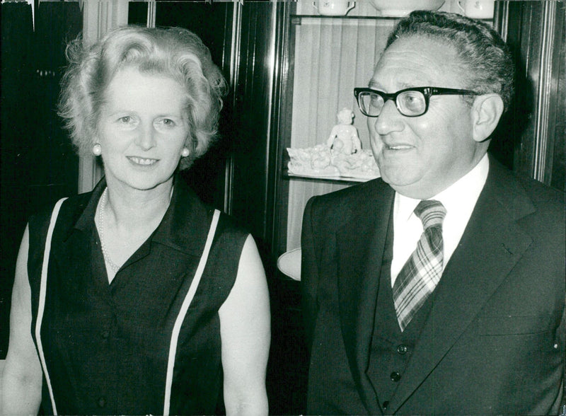 Margaret Thatcher and Henry Kissinger at breakfast at Claridges - Vintage Photograph