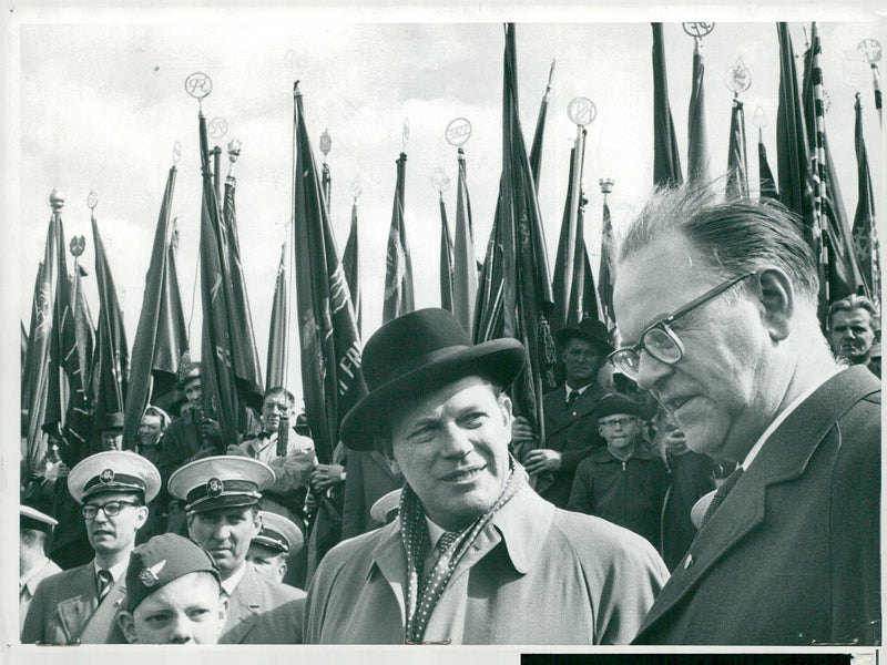 The author Harry Martinson and Prime Minister Tage Erlander at a demonstration at GÃ¤rdet - Vintage Photograph
