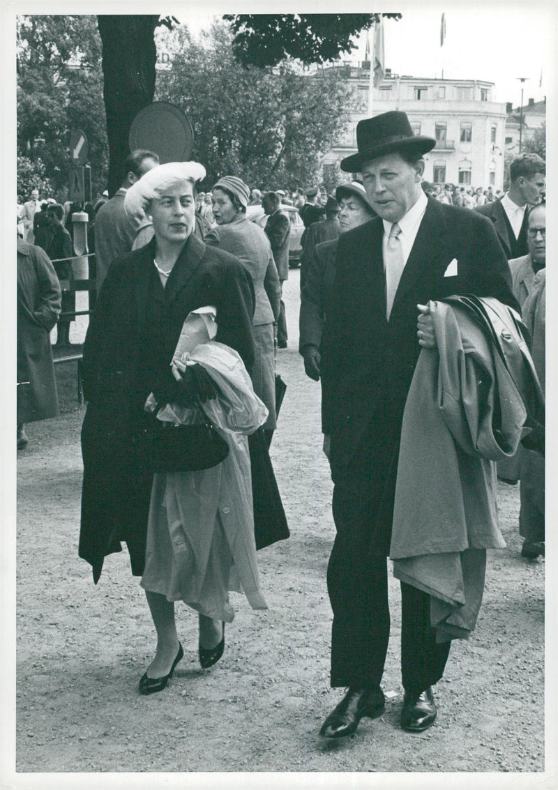 Author Harry Martinson on his way to author meeting with his wife Ingrid - Vintage Photograph