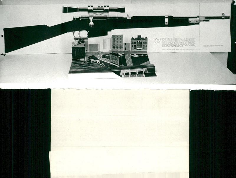 A full-scale drawing of the weapon believed to have been used in the murder of John F Kennedy - Vintage Photograph