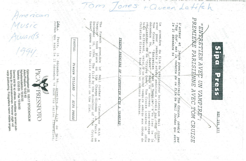 Tom Jones and Queen Latifah were both praised at the American Music Awards in 1994. - Vintage Photograph