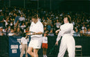 Elton John plays tennis at &quot;Smash Hits&quot; with Billie Jean King - Vintage Photograph