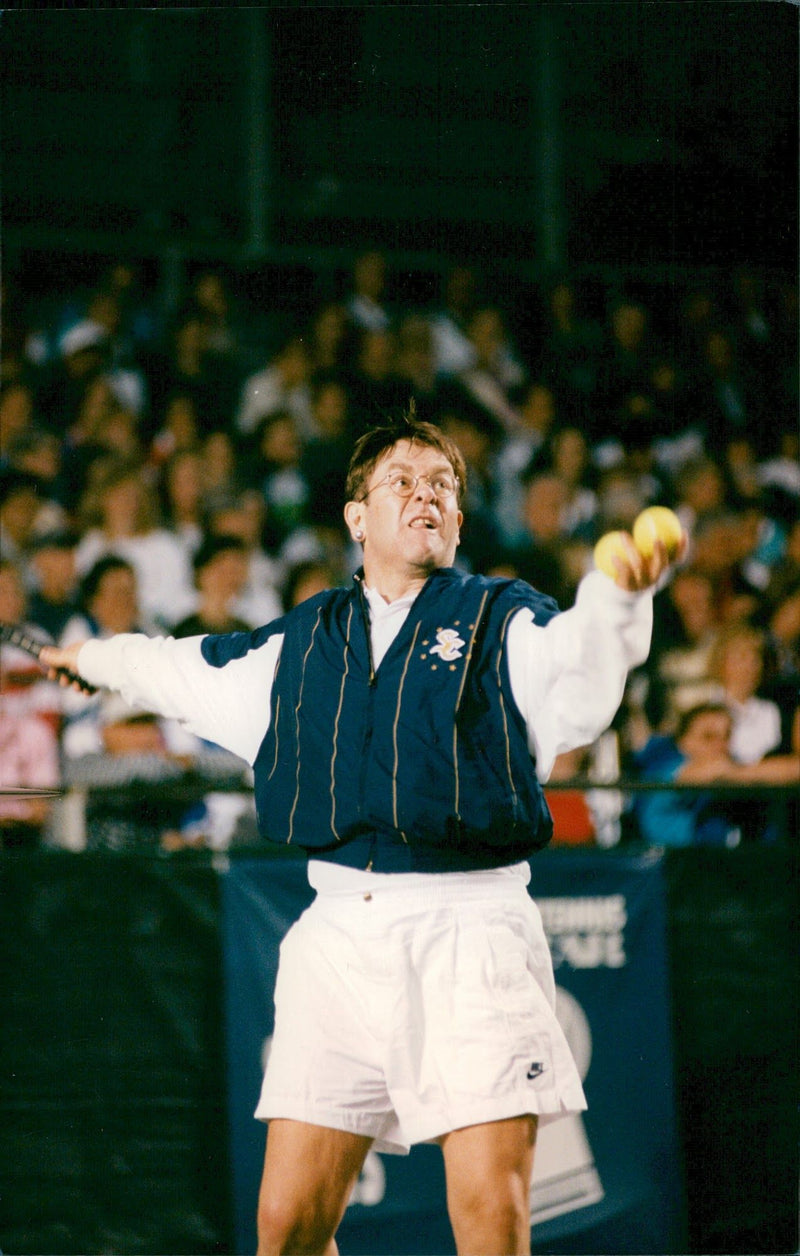 Elton John player tennis at &quot;Smash Hits&quot; - Vintage Photograph