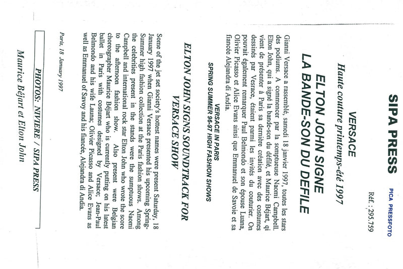 Elton John together with Maurice BÃ©jart at the Paris Fashion Show. - Vintage Photograph