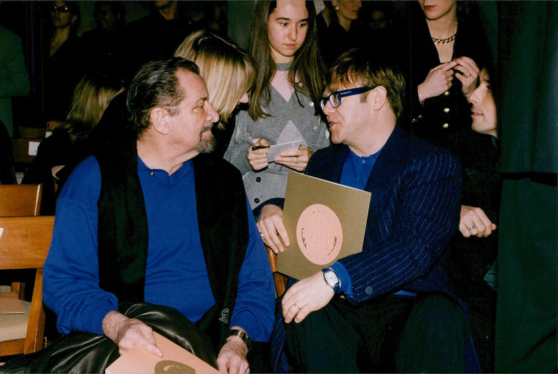 Elton John together with Maurice BÃ©jart at the Paris Fashion Show. - Vintage Photograph