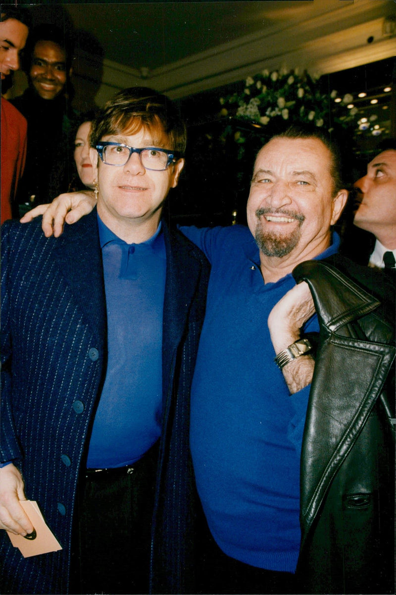 Elton John together with Maurice BÃ©jart at the Paris Fashion Show. - Vintage Photograph