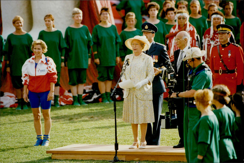 Queen Elizabeth II speaks at the opening ceremony - Vintage Photograph