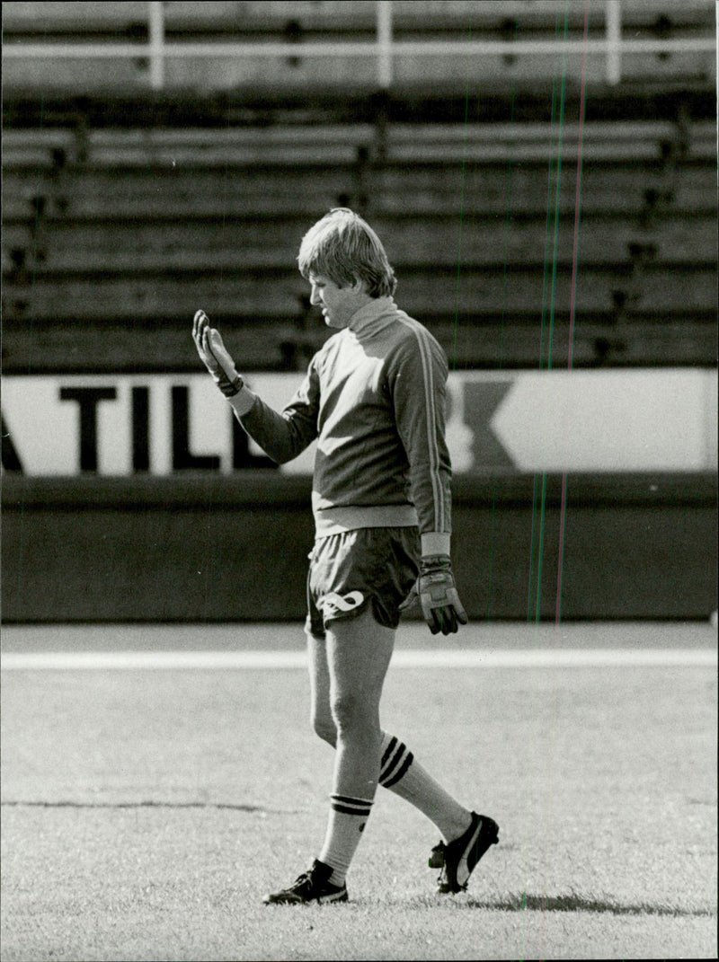 DjurgÃ¥rd goalkeeper BjÃ¶rn Alkeby makes a total comeback in the derby match against Hammarby - Vintage Photograph