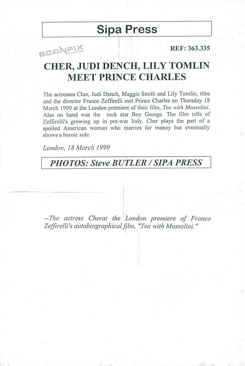 Cher premiere of the movie Tea with Mussolini - Vintage Photograph