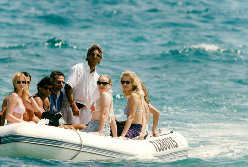 Supermodel Karen Mulder with boyfriend Jean Yves Le Fur vacations - Vintage Photograph