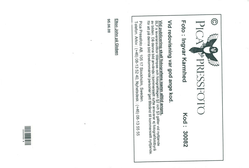 Elton John on the Globe - Vintage Photograph