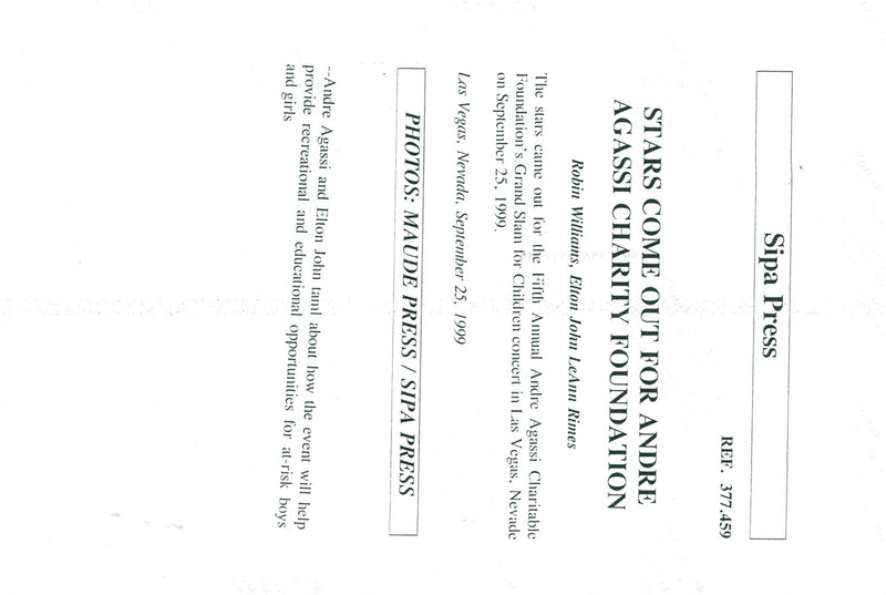 Andre Agassi and Elton John during a press conference in Las Vegas - Vintage Photograph