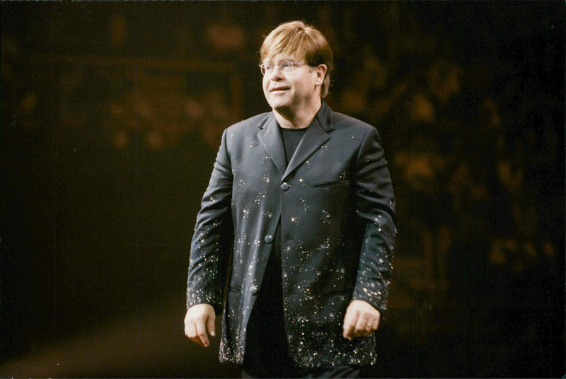 Elton John appears in Paris - Vintage Photograph