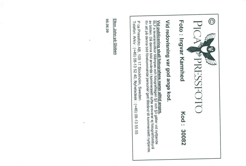 Elton John on the Globe - Vintage Photograph