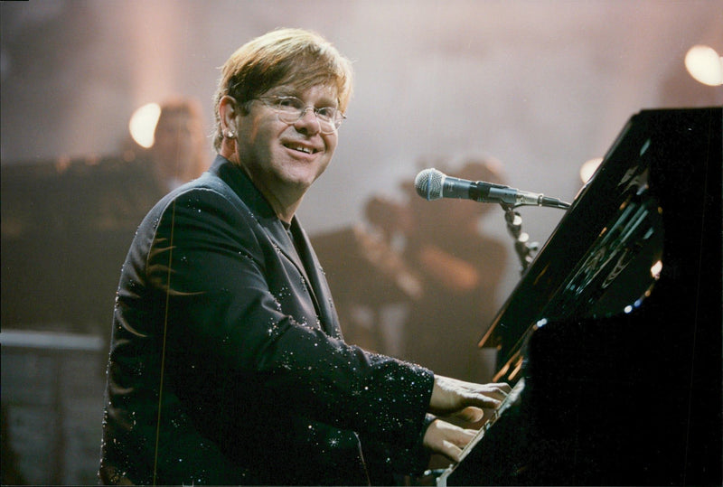 Elton John appears in Paris - Vintage Photograph