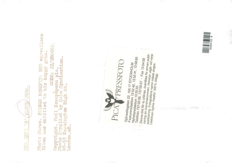 Elton John appears - Vintage Photograph