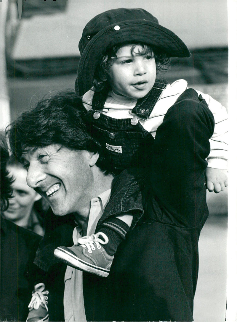 Portrait image of Dustin Hoffman and his son Jake. - Vintage Photograph