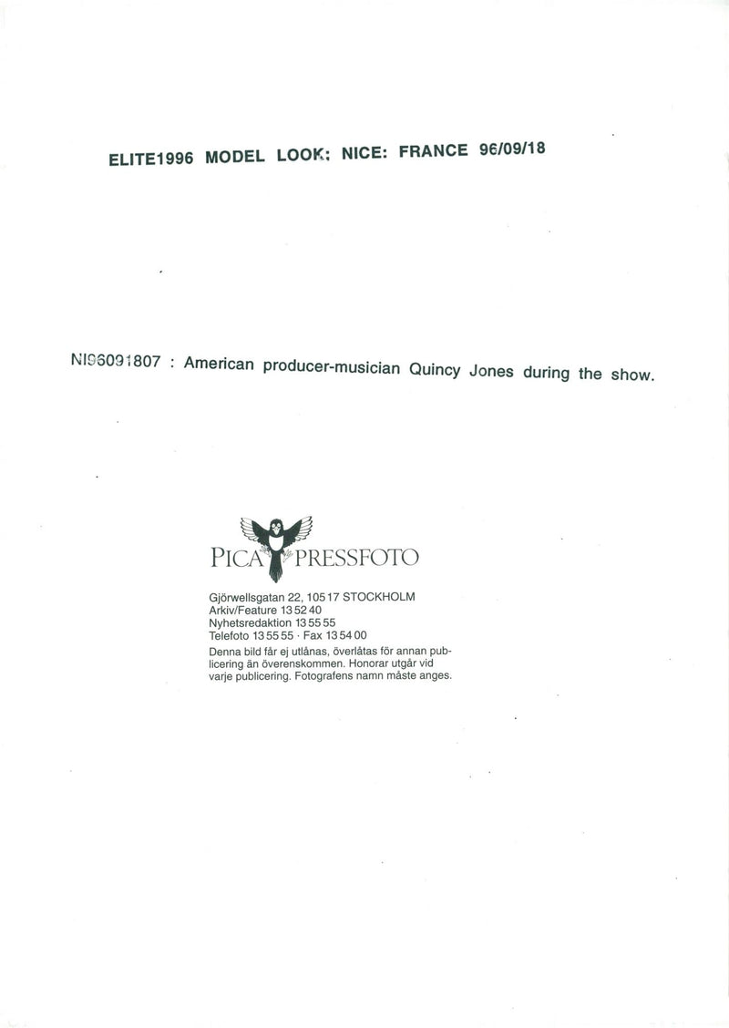 Quincy Jones is visiting &quot;Elite 1996 Model Look&quot; in Nice - Vintage Photograph