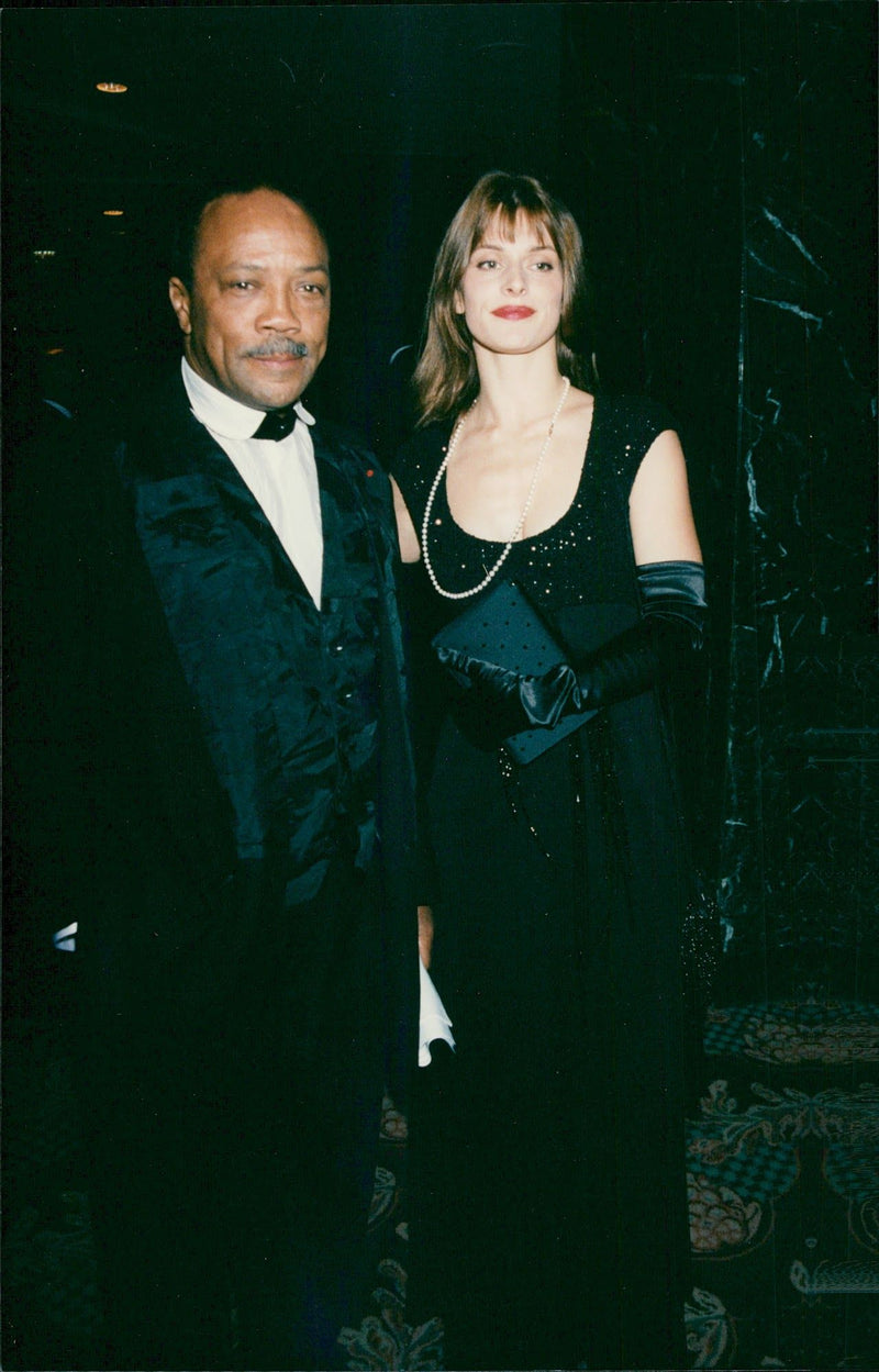 Quincy Jones and Nastassja Kinski arrive for a gala dinner - Vintage Photograph