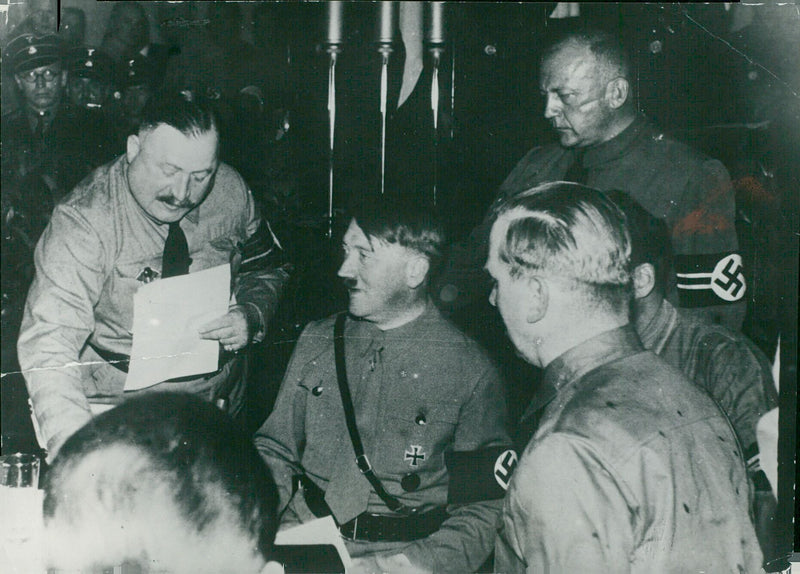 Hitler at Bürgerbräukeller in Munich. - Vintage Photograph