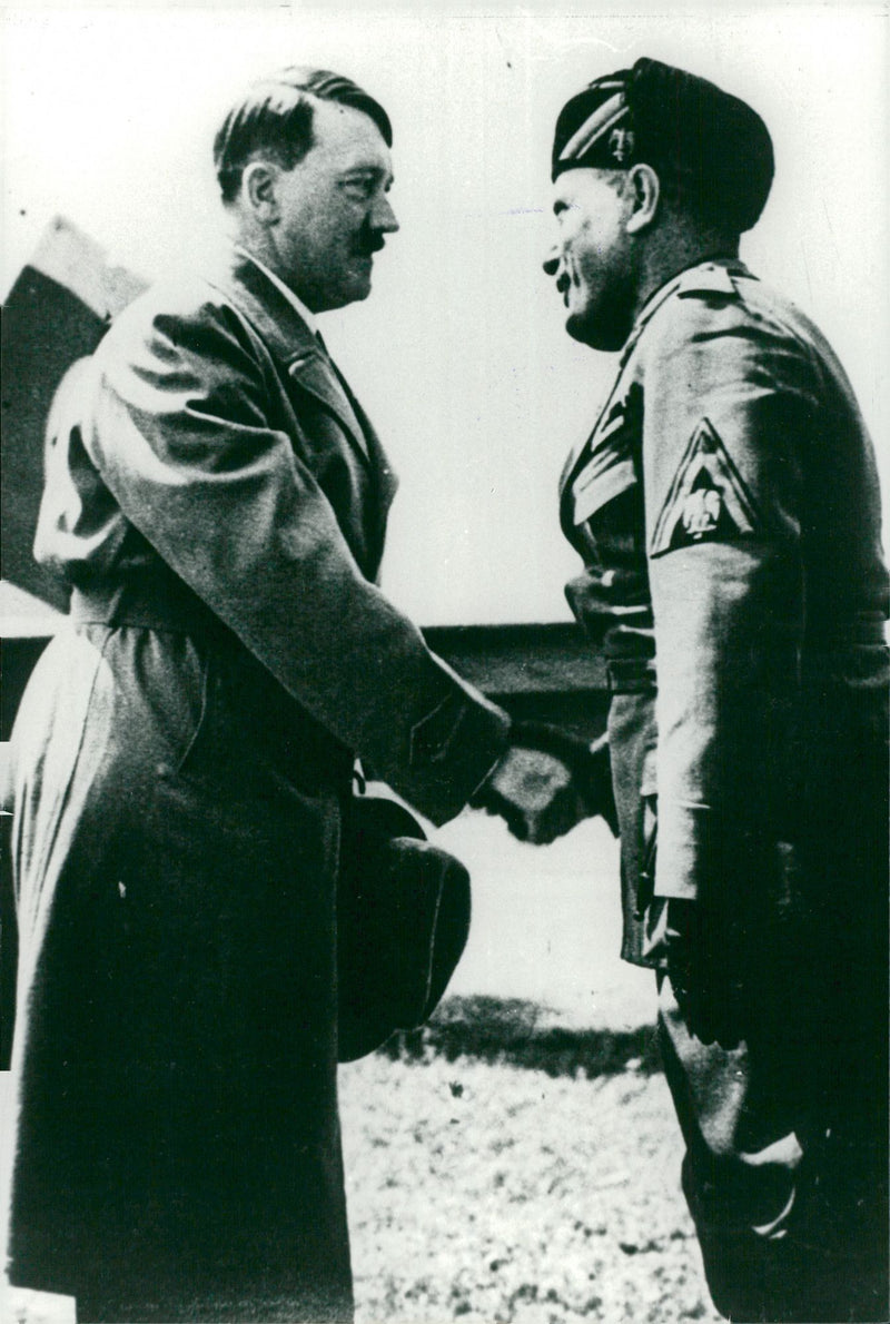 Adolf Hitler and Benito Mussolini. - Vintage Photograph