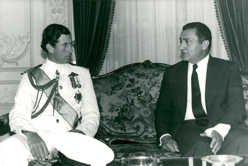 Prince Charles of Great Britain, together with Egyptian Vice President Hosni Mubarak - Vintage Photograph