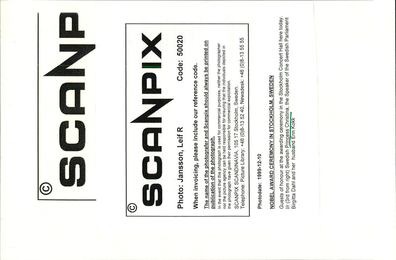 Princess Christina and Birgitta Dahl with her husband Enn Kokk at the Nobel Prize ceremony in the Concert Hall - Vintage Photograph