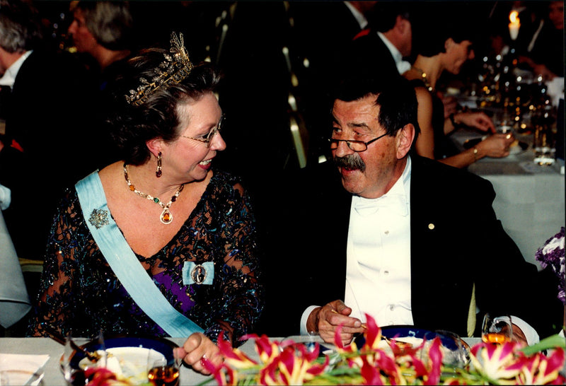 Princess Christina in concert with German literary prize winner GÃ¼nter Grass during the gala dinner in Stockholm City Hall - Vintage Photograph
