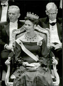 Queen Silvia at the Nobel Prize ceremony in the Concert Hall - Vintage Photograph