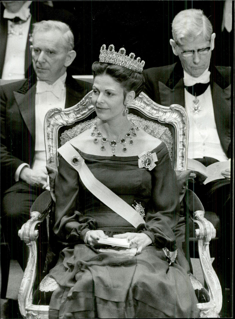 Queen Silvia at the Nobel Prize ceremony in the Concert Hall - Vintage Photograph