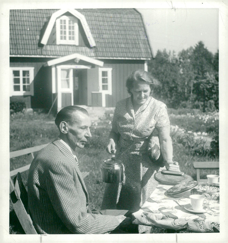 Poet Nils Ferlin with husband Henny in Roslagen - Vintage Photograph