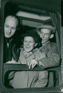 Nils Ferlin, husband Henny and writer Caleb Adersson on a train trip - 5 February 1949 - Vintage Photograph