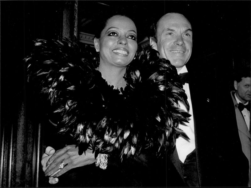 Diana Ross and her husband Arne Naess at gala dinner at the US Embassy - Vintage Photograph