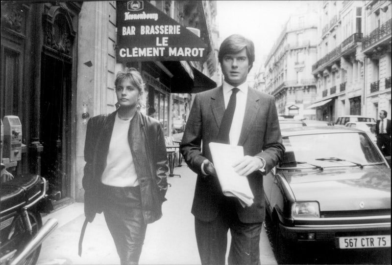 Robertino Rossellini with Isabella Ferrari in Paris - Vintage Photograph