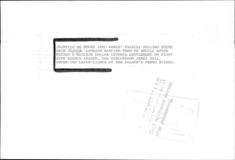 Jerry Hall och Mick Jagger. - Vintage Photograph