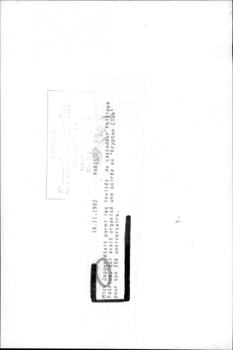 Mick Jagger at Philippe Patrice 35th Birthday at the Krypton Club - Vintage Photograph