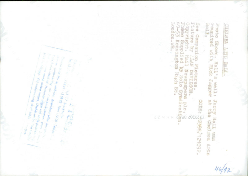 Mick Jagger and the model Jerry Hall at the Chelsea Arts Ball - Vintage Photograph