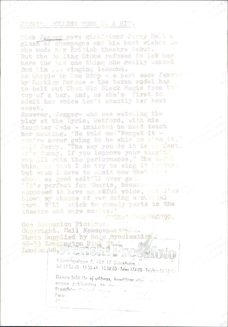 Mick Jagger and the model Jerry Hall at Jerry&