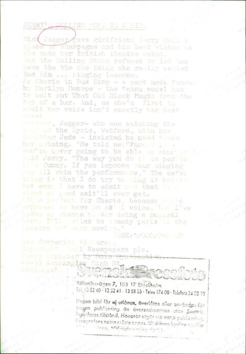 Mick Jagger and the model Jerry Hall at Jerry&