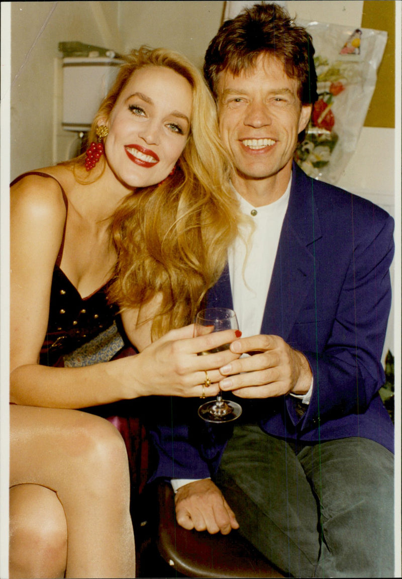 Mick Jagger and the model Jerry Hall at Jerry&