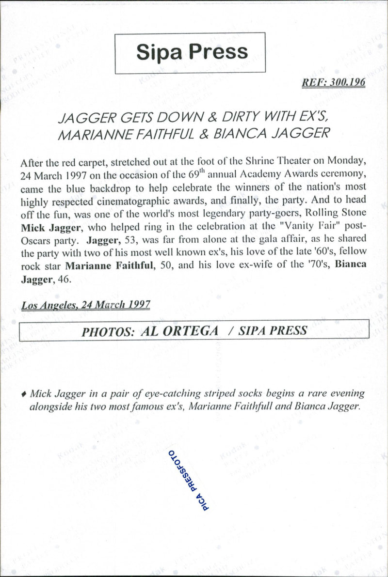 Mick Jagger at the Oscars - Vintage Photograph