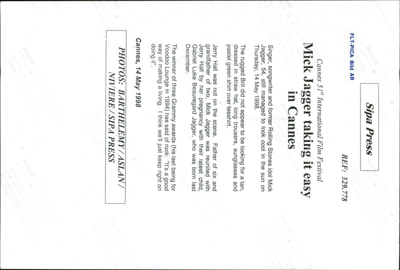 Mick Jagger at the Cannes Film Festival - Vintage Photograph