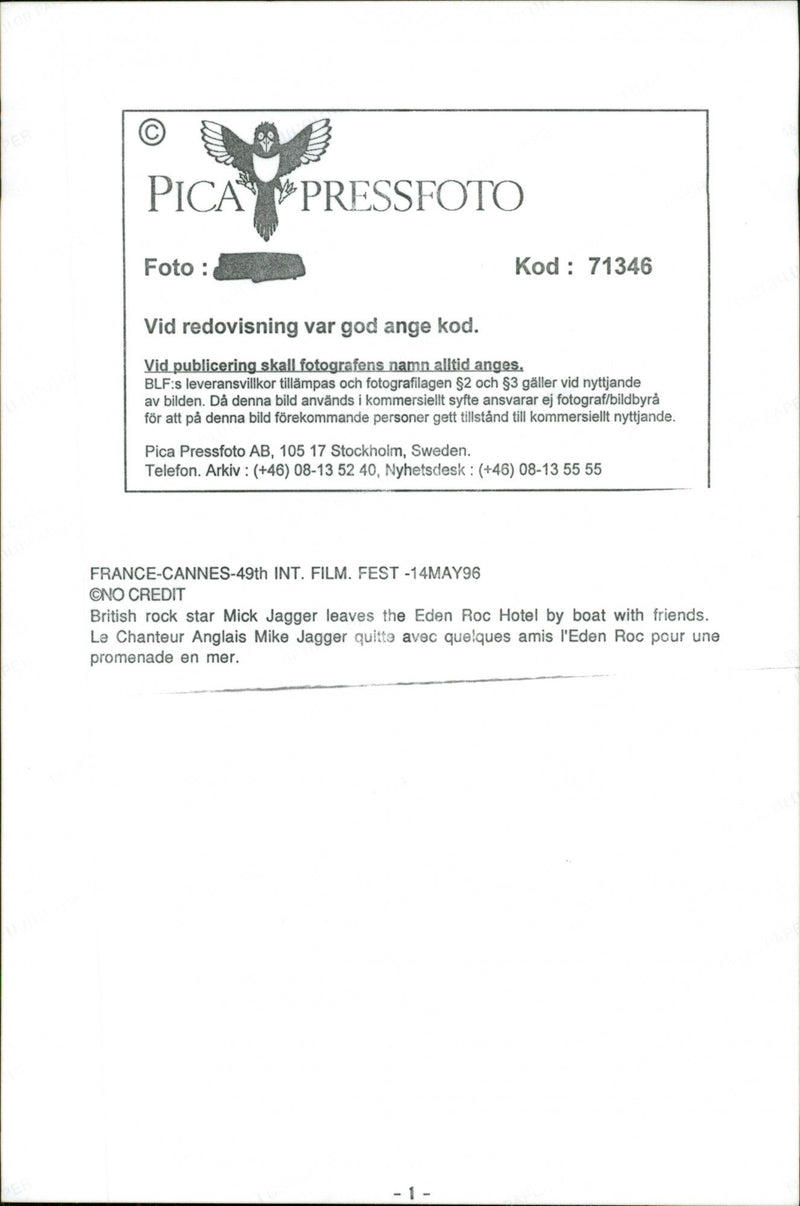 Mick Jagger is boarding a boat at Eden Roc Hotel - Vintage Photograph