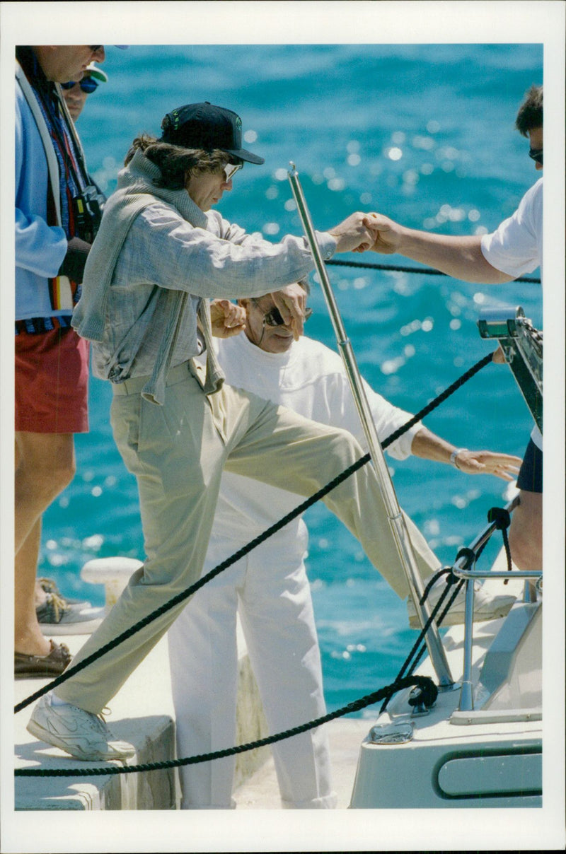 Mick Jagger is boarding a boat at Eden Roc Hotel - Vintage Photograph